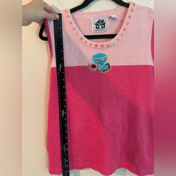 Storybook Knits Pink Beaded Sleeveless Blouse, Size 1X - Picture 5 of 6